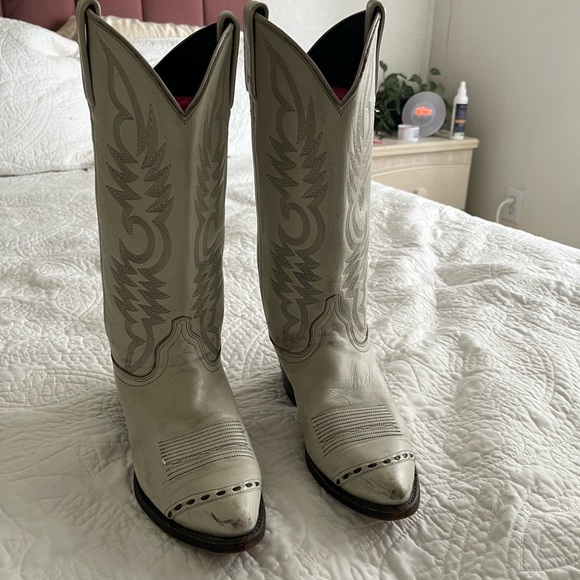 Dan Post White Cowboy Boots 7.5 - Picture 1 of 6